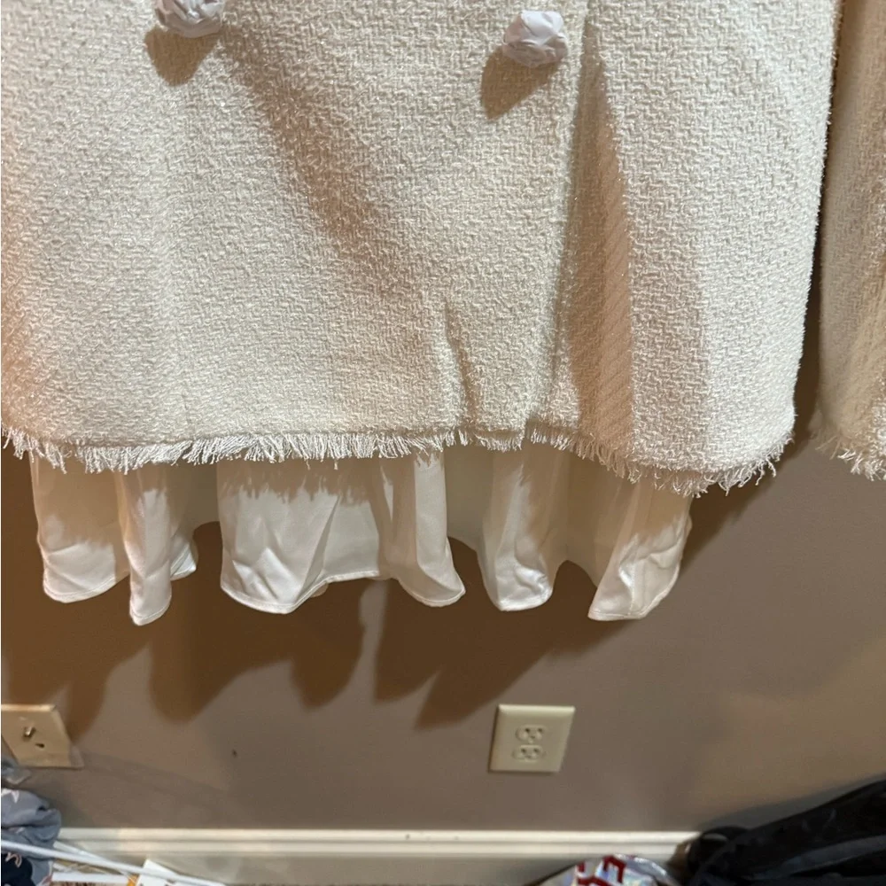 MABLE Cream Tweed Blazer and Skirt Set – Size L (10/12) - Picture 6 of 7